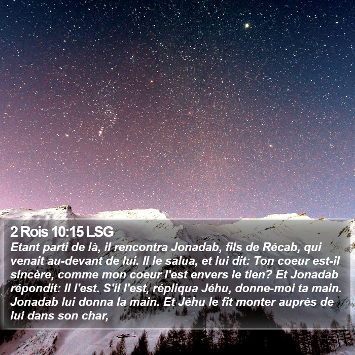 2 Rois 10:15 LSG Bible Study