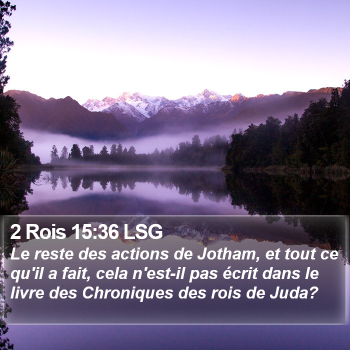 2 Rois 15:36 LSG Bible Study