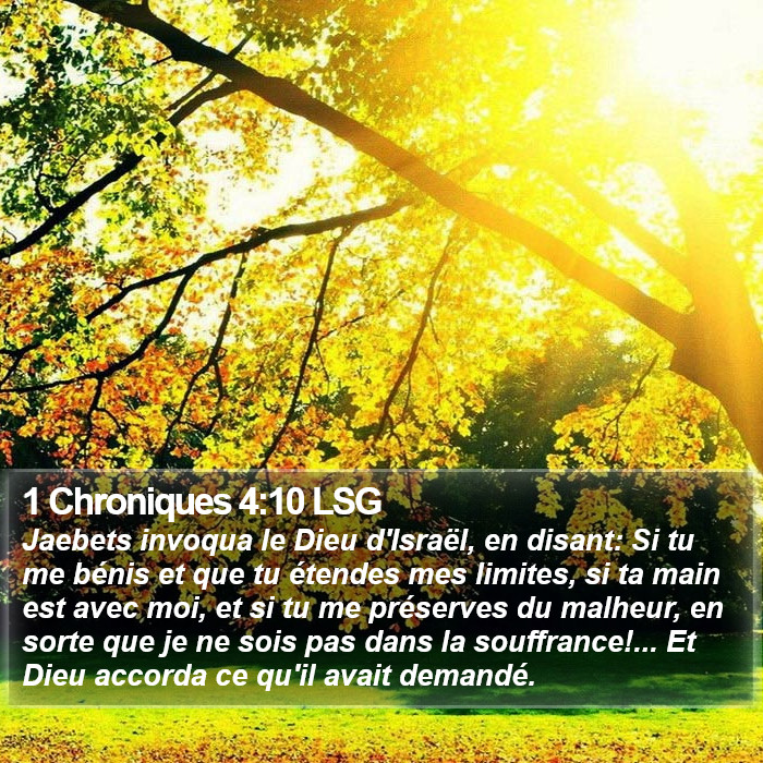 1 Chroniques 4:10 LSG Bible Study