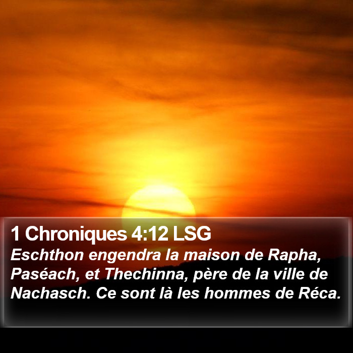 1 Chroniques 4:12 LSG Bible Study