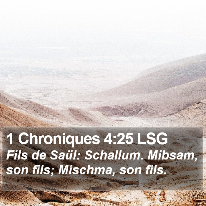 1 Chroniques 4:25 LSG Bible Study