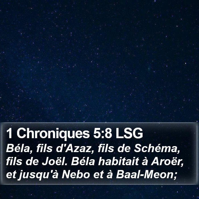 1 Chroniques 5:8 LSG Bible Study