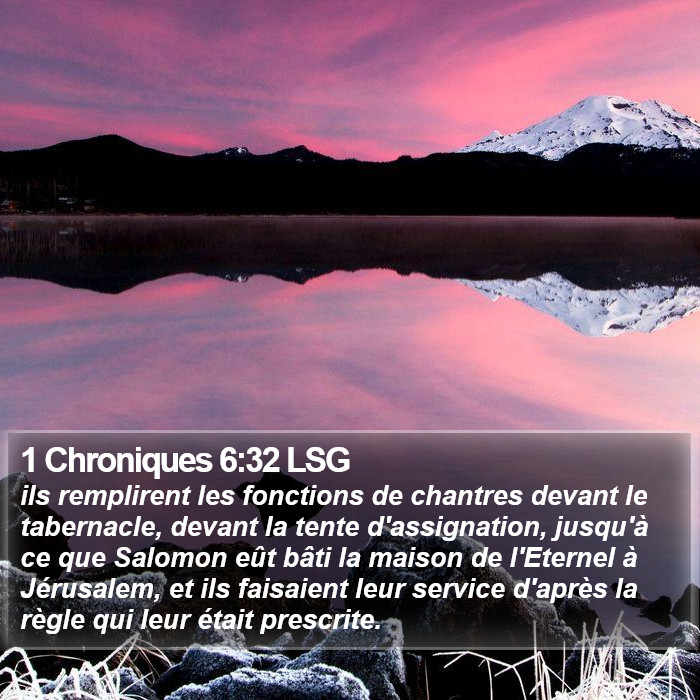 1 Chroniques 6:32 LSG Bible Study
