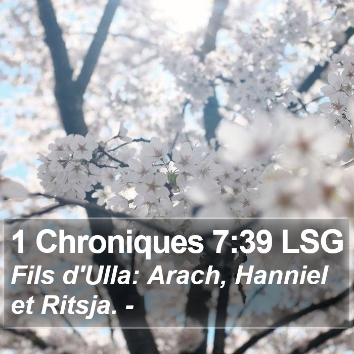1 Chroniques 7:39 LSG Bible Study