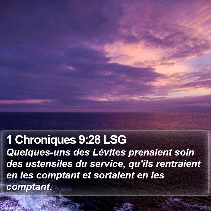 1 Chroniques 9:28 LSG Bible Study