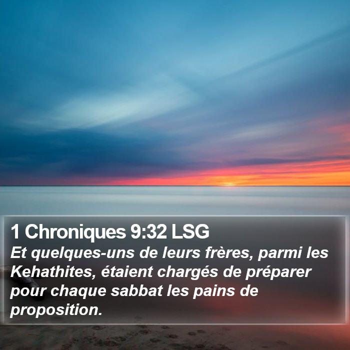 1 Chroniques 9:32 LSG Bible Study