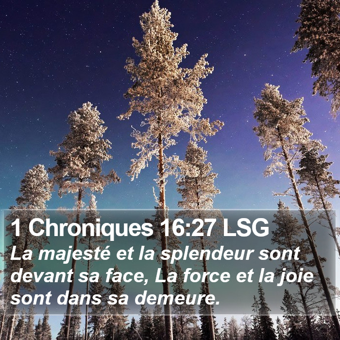 1 Chroniques 16:27 LSG Bible Study
