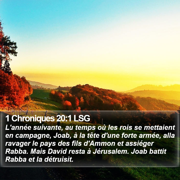 1 Chroniques 20:1 LSG Bible Study