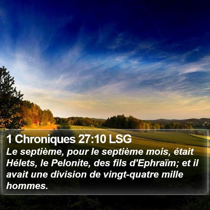 1 Chroniques 27:10 LSG Bible Study