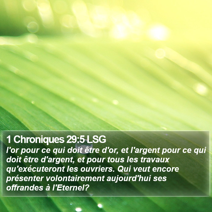 1 Chroniques 29:5 LSG Bible Study