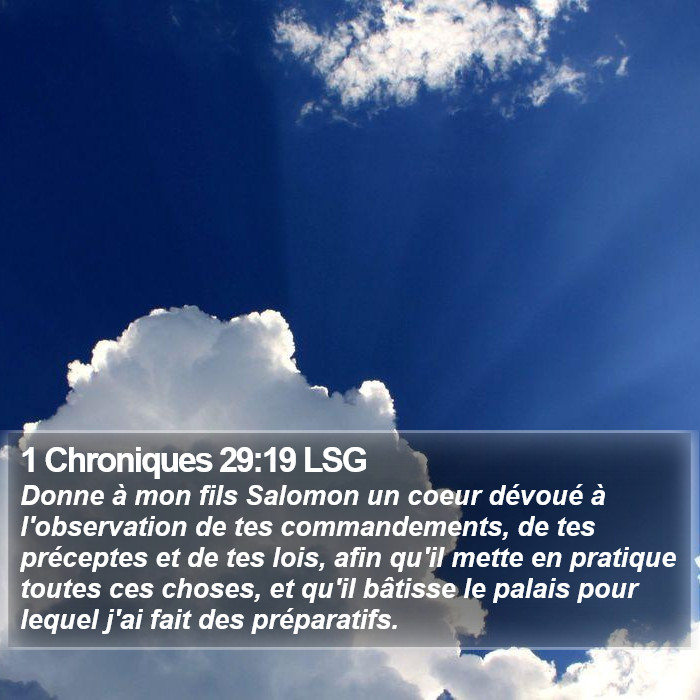 1 Chroniques 29:19 LSG Bible Study