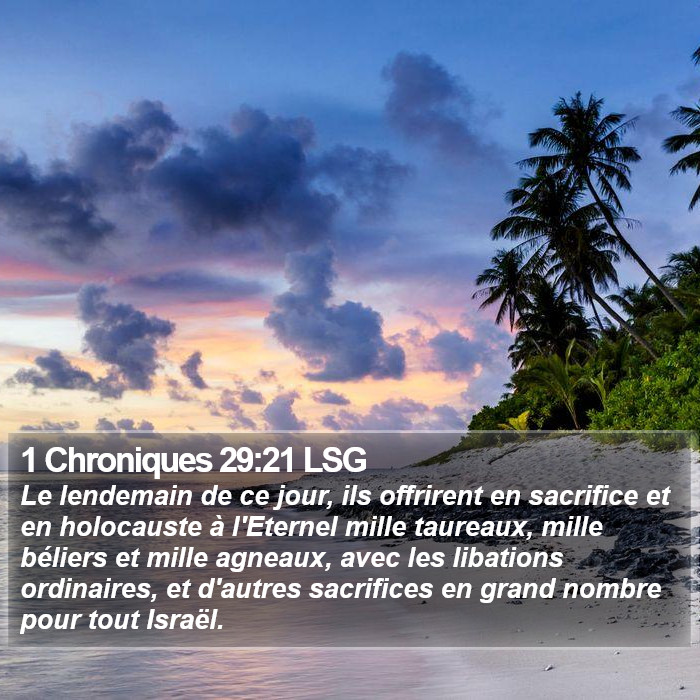1 Chroniques 29:21 LSG Bible Study