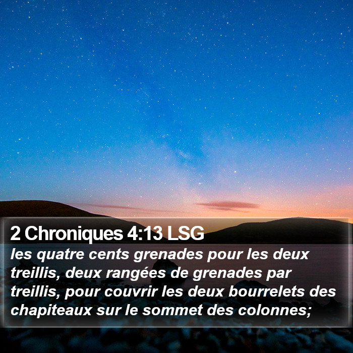 2 Chroniques 4:13 LSG Bible Study
