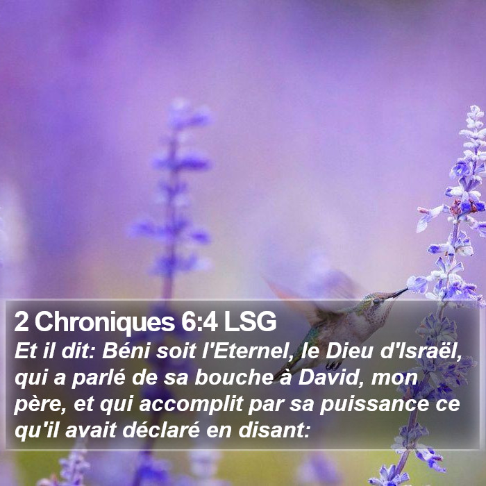 2 Chroniques 6:4 LSG Bible Study