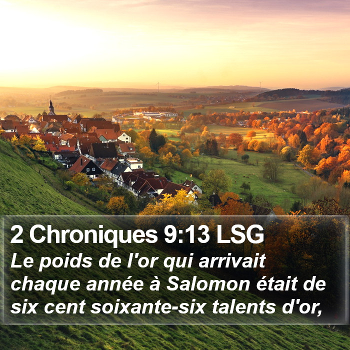 2 Chroniques 9:13 LSG Bible Study
