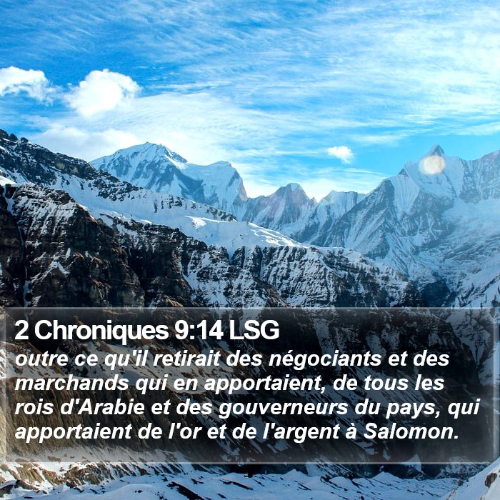 2 Chroniques 9:14 LSG Bible Study