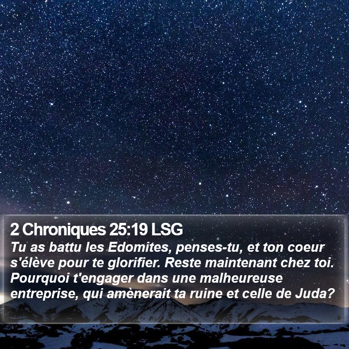 2 Chroniques 25:19 LSG Bible Study