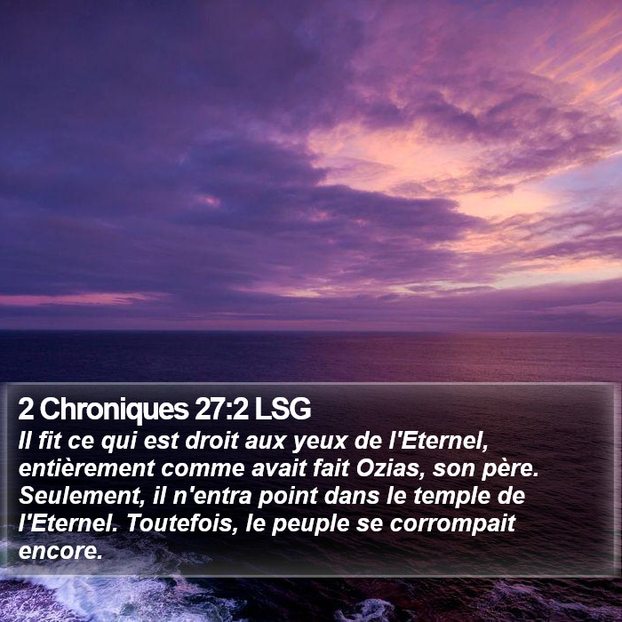 2 Chroniques 27:2 LSG Bible Study