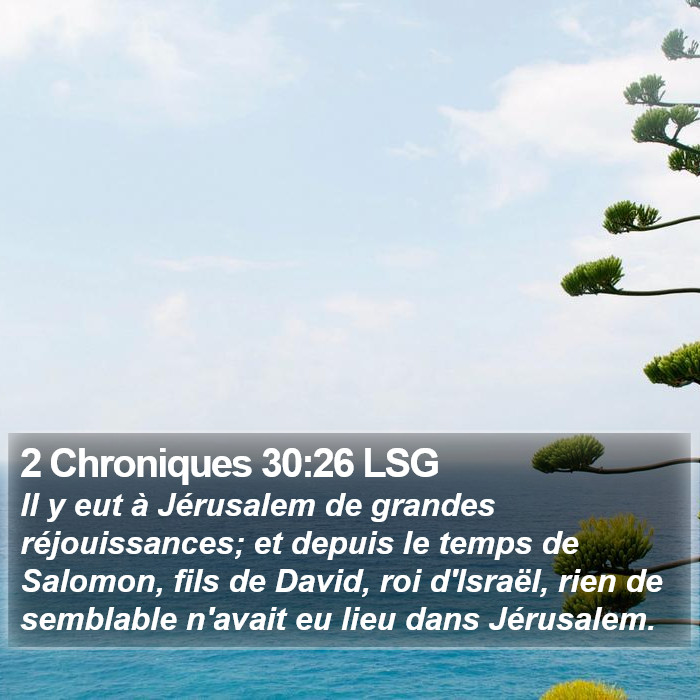 2 Chroniques 30:26 LSG Bible Study