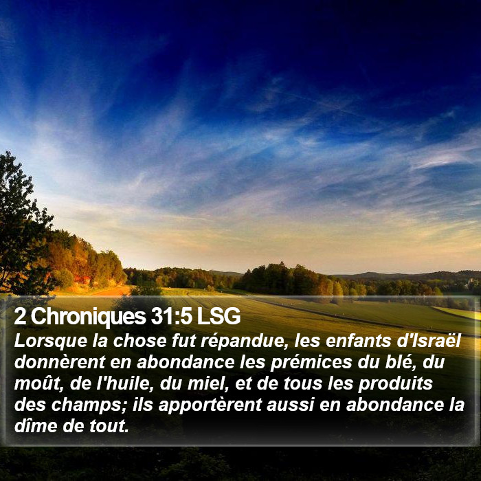 2 Chroniques 31:5 LSG Bible Study