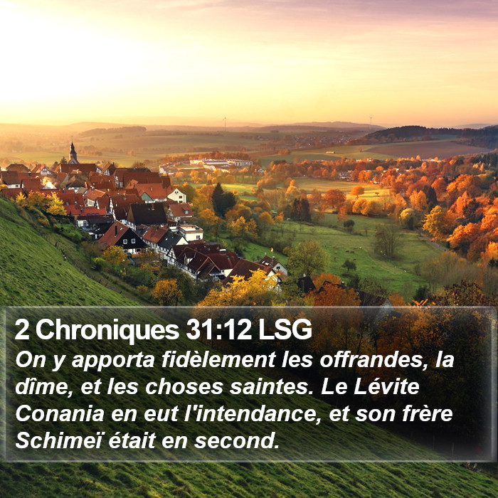 2 Chroniques 31:12 LSG Bible Study