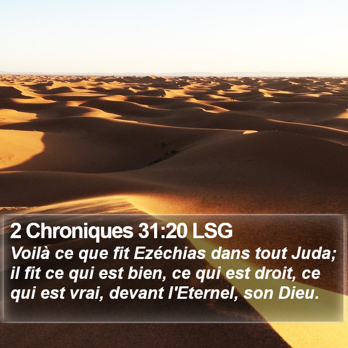 2 Chroniques 31:20 LSG Bible Study