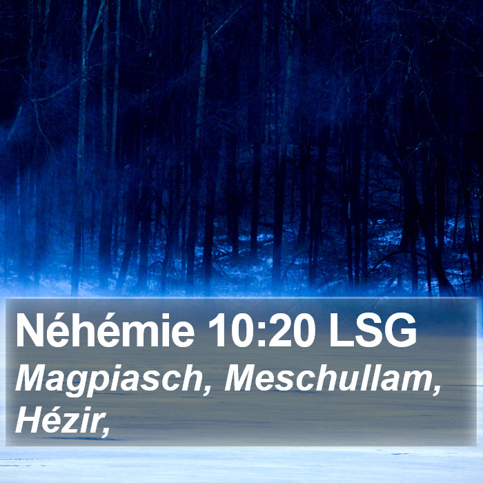 Néhémie 10:20 LSG Bible Study