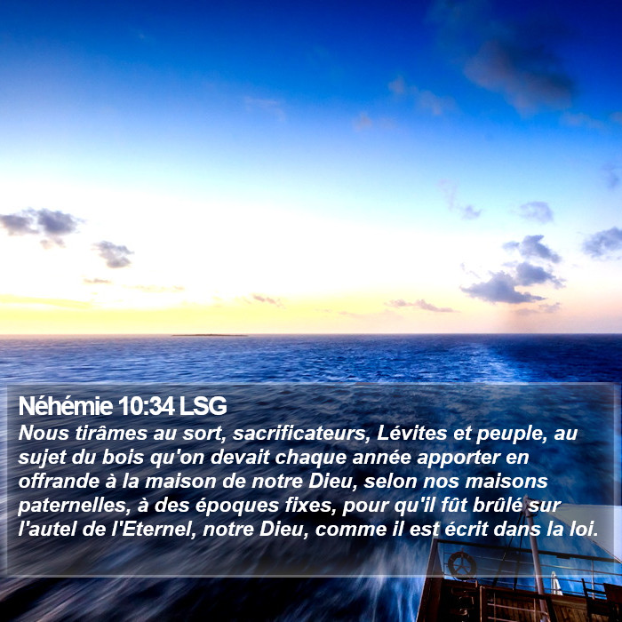 Néhémie 10:34 LSG Bible Study