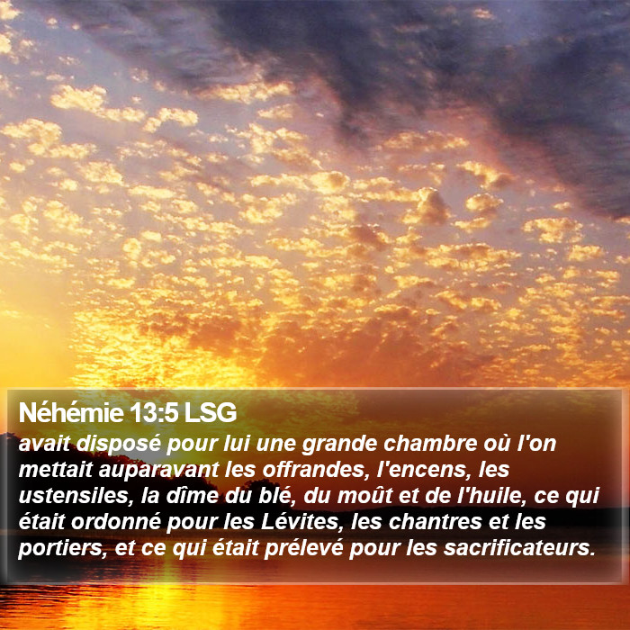 Néhémie 13:5 LSG Bible Study