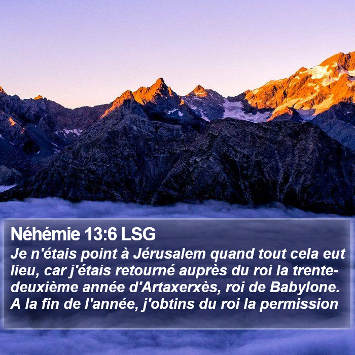 Néhémie 13:6 LSG Bible Study