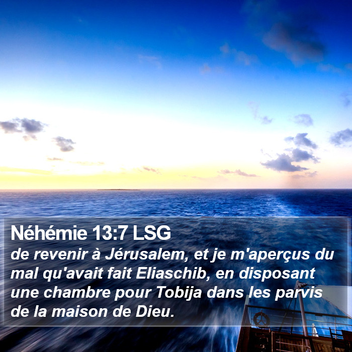 Néhémie 13:7 LSG Bible Study