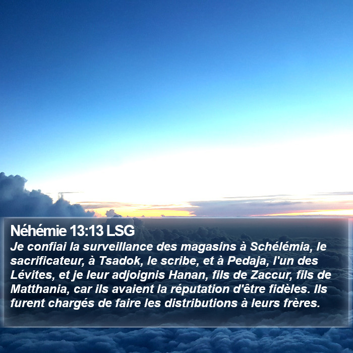 Néhémie 13:13 LSG Bible Study