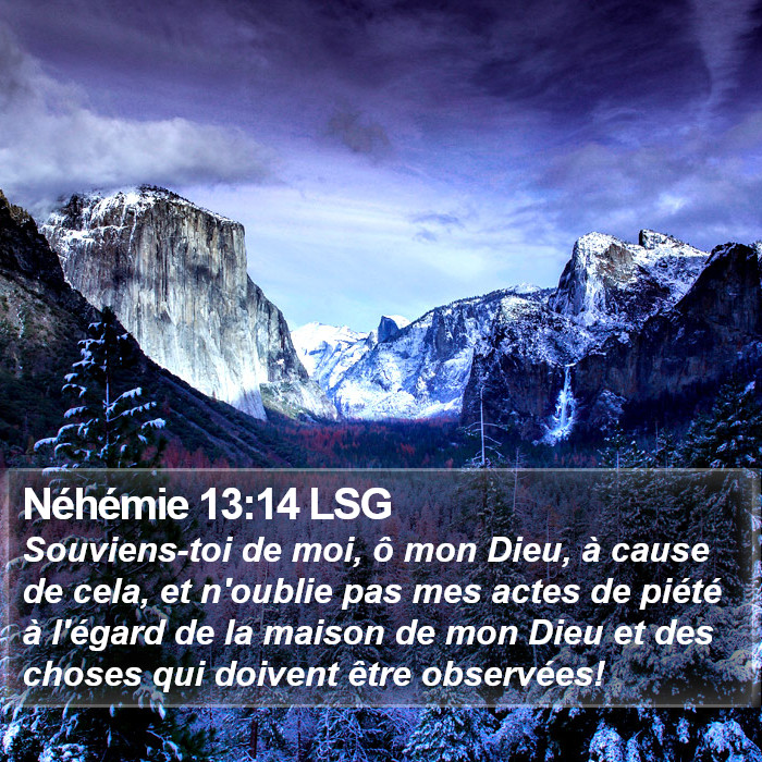 Néhémie 13:14 LSG Bible Study