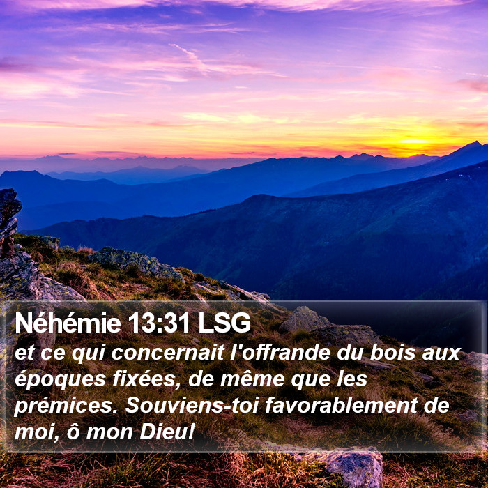 Néhémie 13:31 LSG Bible Study