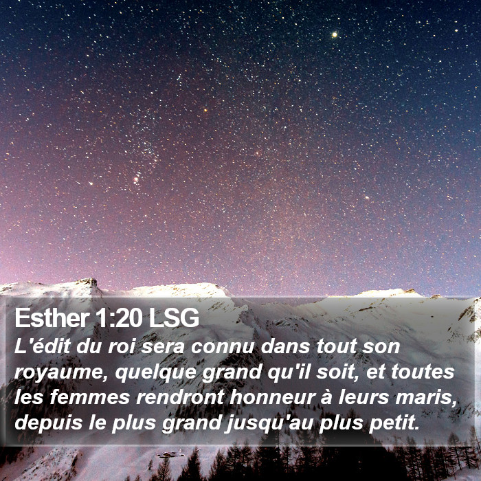 Esther 1:20 LSG Bible Study