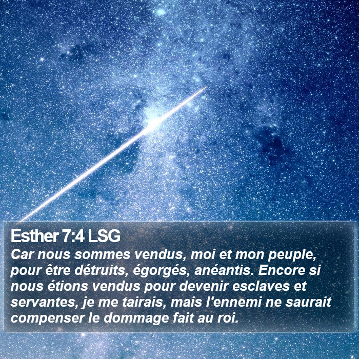 Esther 7:4 LSG Bible Study