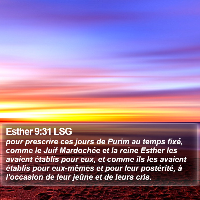Esther 9:31 LSG Bible Study