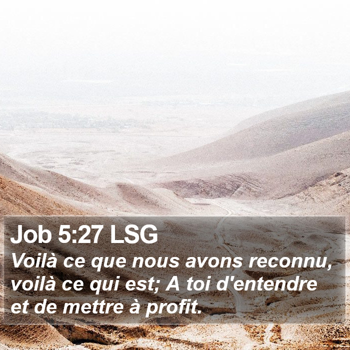 Job 5:27 LSG Bible Study