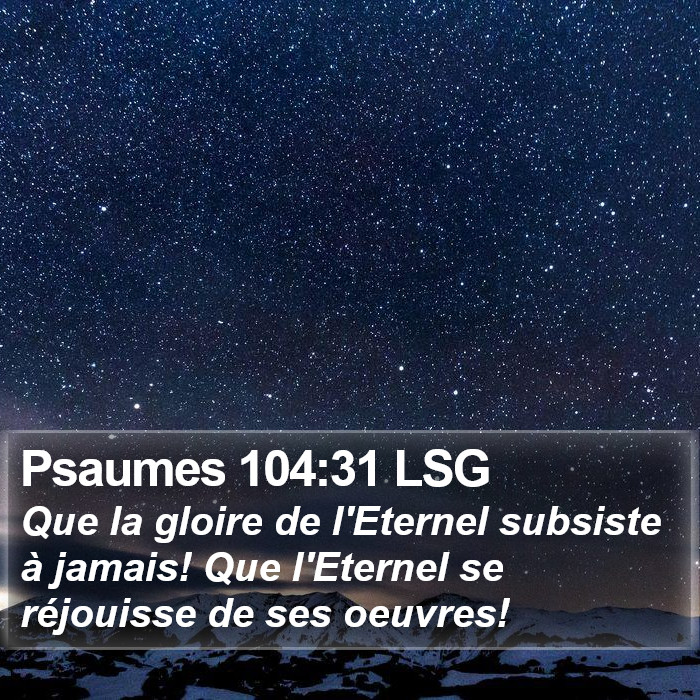 Psaumes 104:31 LSG Bible Study
