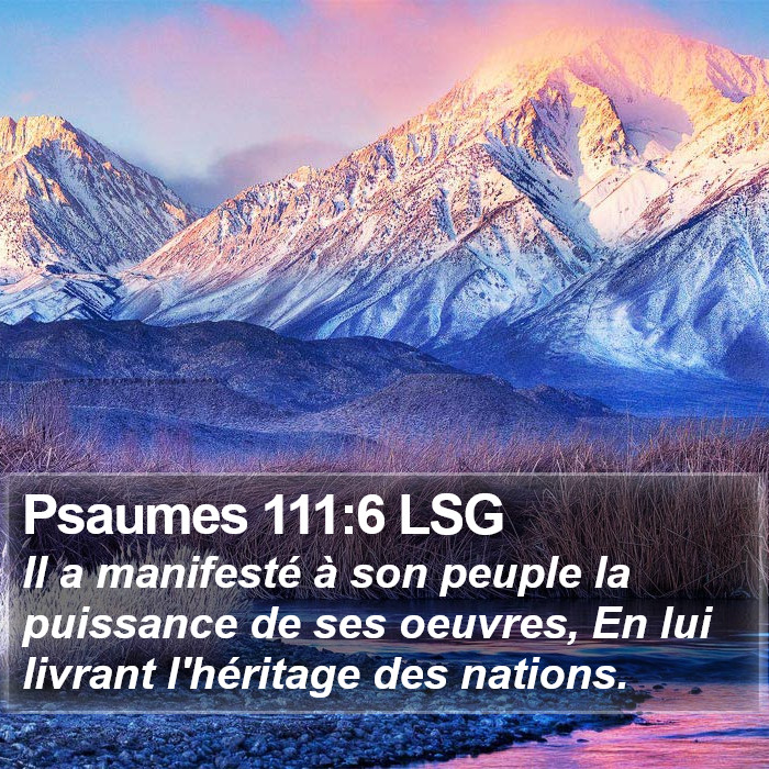 Psaumes 111:6 LSG Bible Study