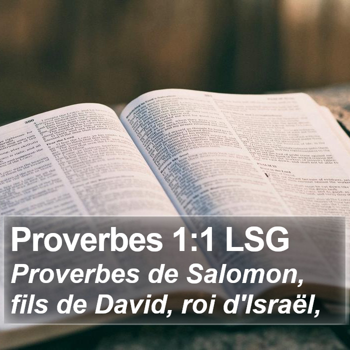 Proverbes 1:1 LSG Bible Study