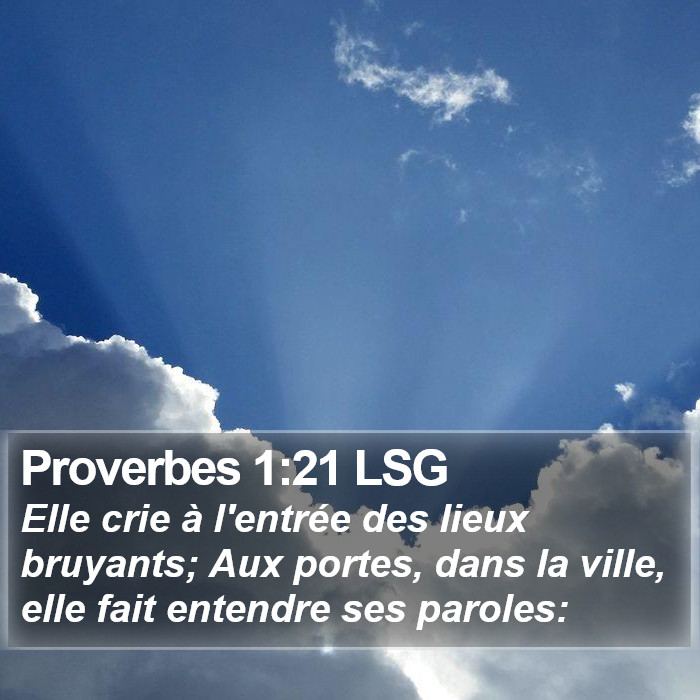 Proverbes 1:21 LSG Bible Study