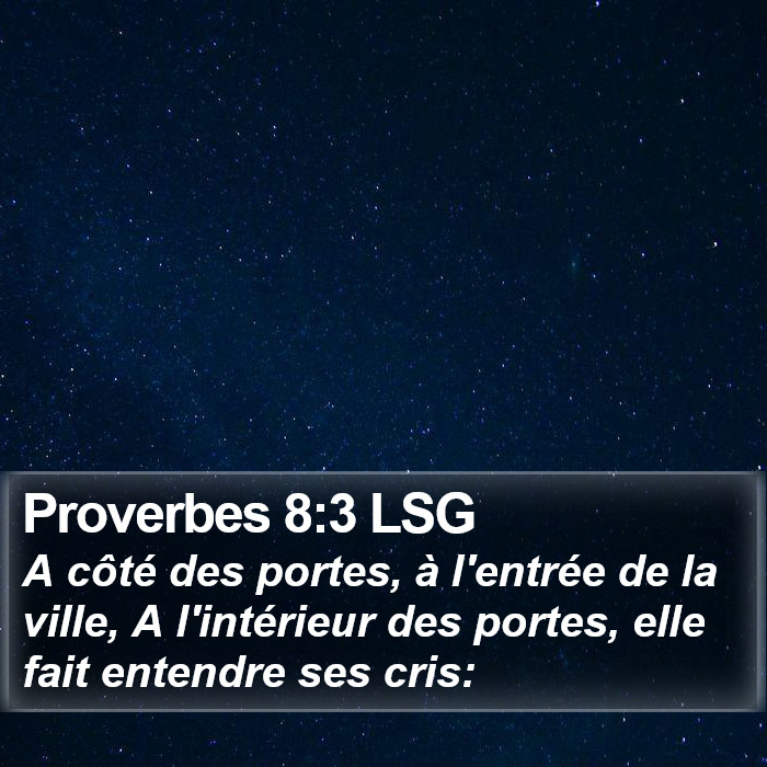 Proverbes 8:3 LSG Bible Study