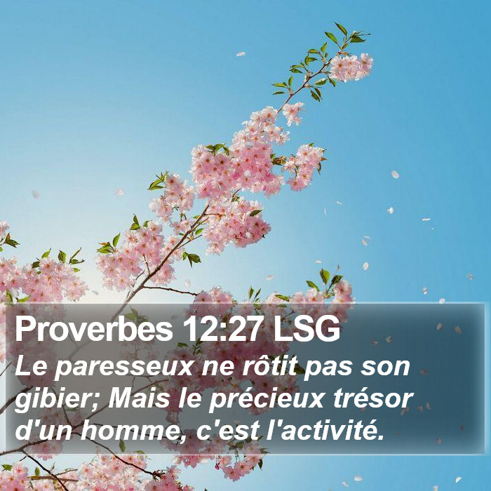 Proverbes 12:27 LSG Bible Study