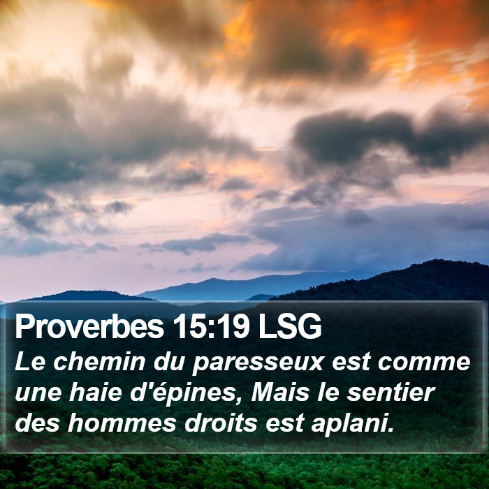 Proverbes 15:19 LSG Bible Study