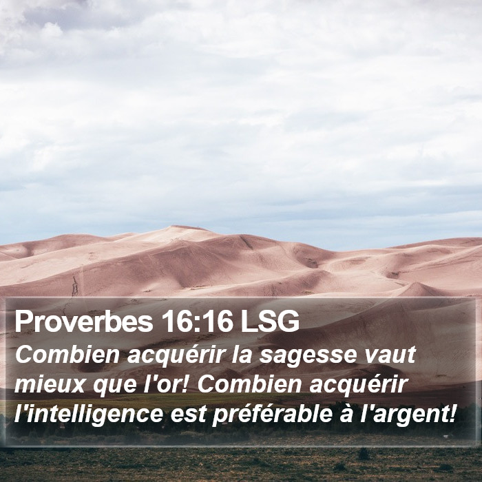 Proverbes 16:16 LSG Bible Study