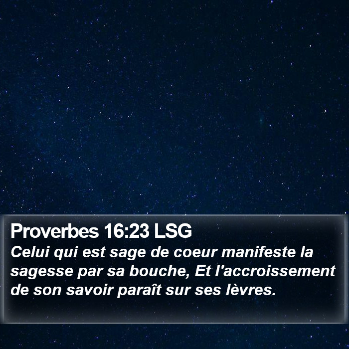 Proverbes 16:23 LSG Bible Study
