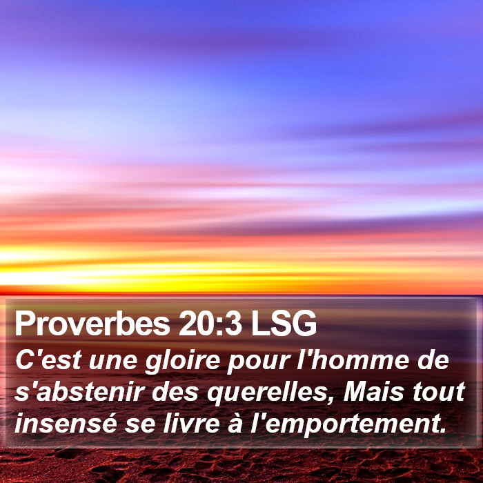 Proverbes 20:3 LSG Bible Study