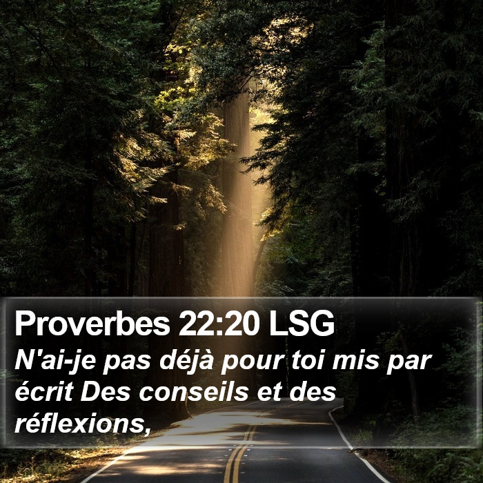 Proverbes 22:20 LSG Bible Study