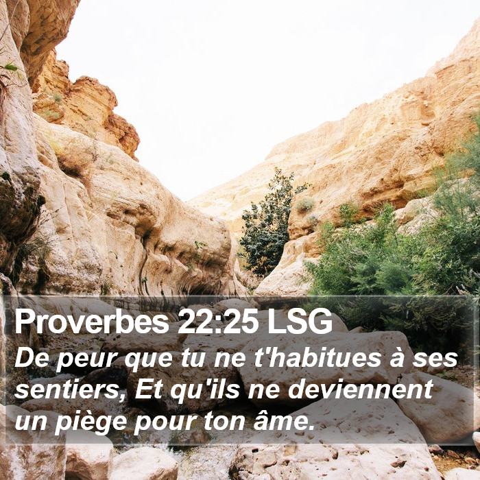 Proverbes 22:25 LSG Bible Study